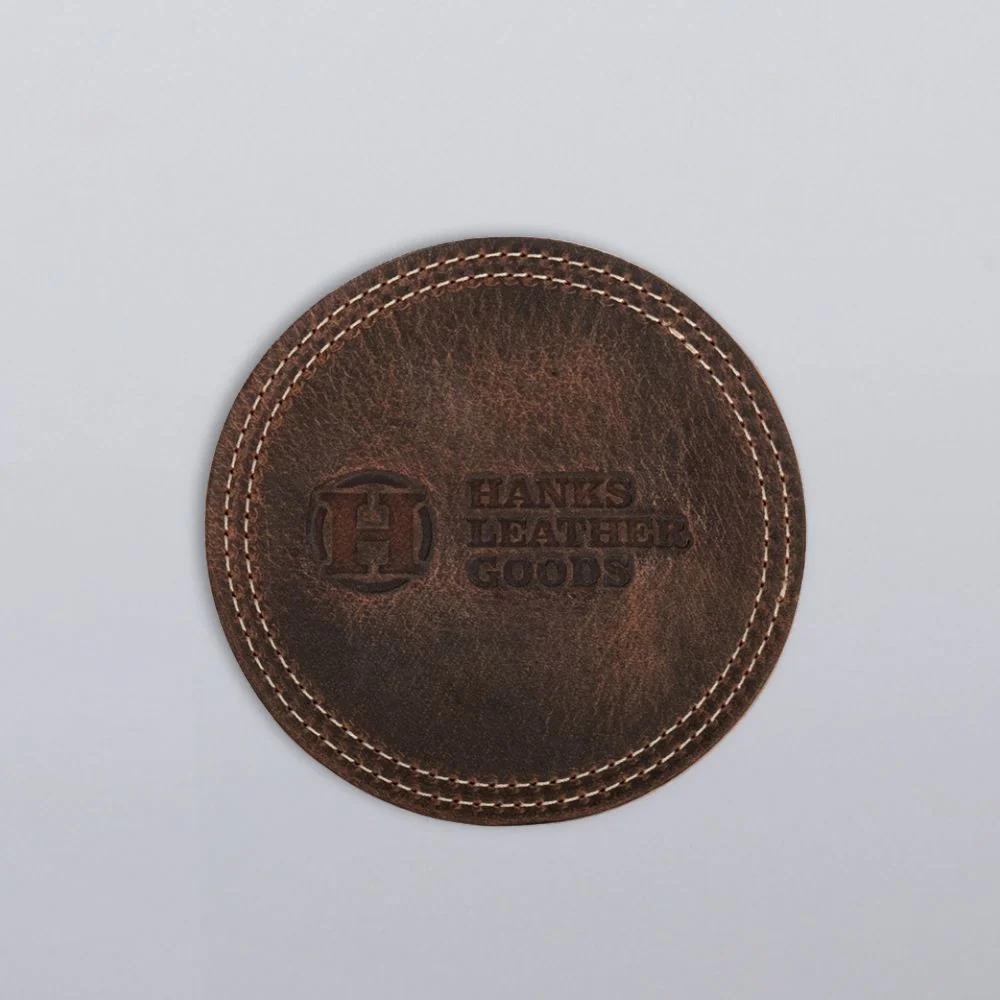 Premium Round Leather Coasters - Set of 4