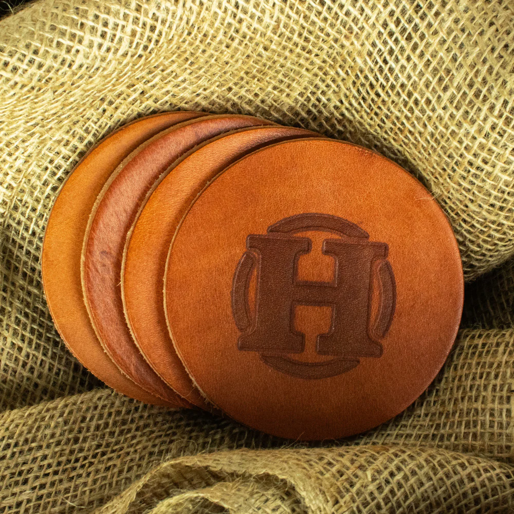 Round Leather Coasters - Set of 4 - Image 3